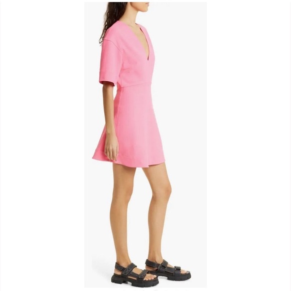 Ganni Stretch suiting v-neck mini dress - Picture 2 of 13